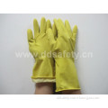 Yellow Latex DIP Flock Lined Diamond Grip Beaded Cuff Household Working Glove (DHL303)
